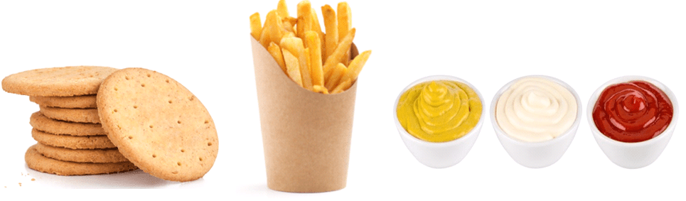 Commonly Eaten Food - Biscuits, chips, table sauces