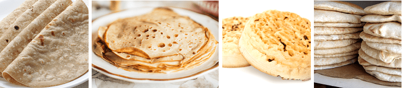Examples of alternatives to bread that can be offered at breakfast include, chapatti, pancake, crumpets and pitta.