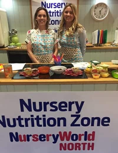 Edwina and Georgia at the Nursery Nutrition Zone stand for Nursery World North