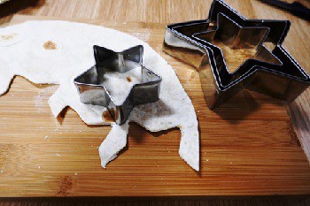 Star cutter on a tortilla wrap