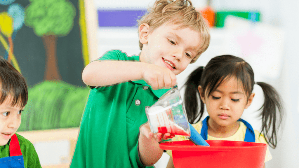 Children cooking in nursery