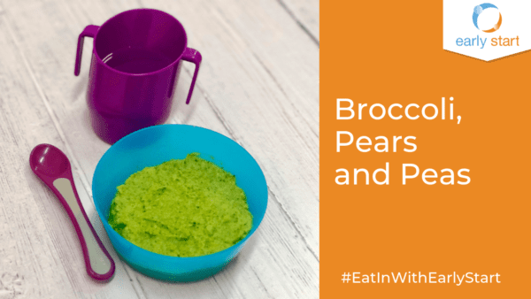 Broccoli, pears and peas