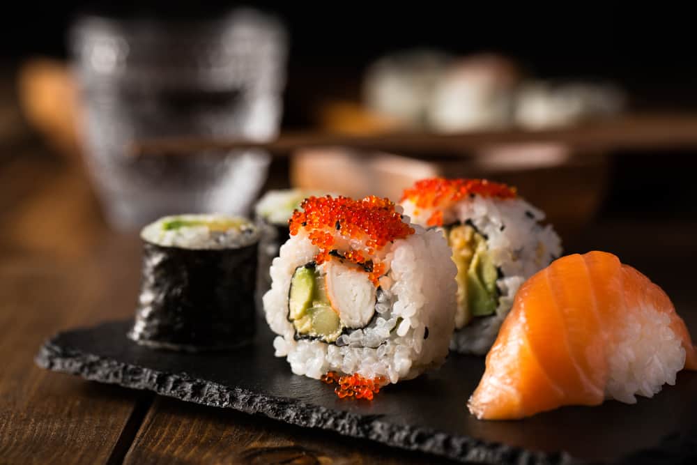 Sushi on a slate