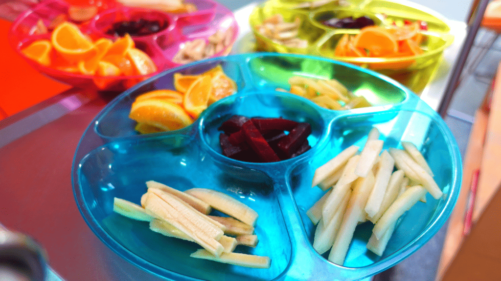 Nursery Snack Platter of sliced fruits and vegetables