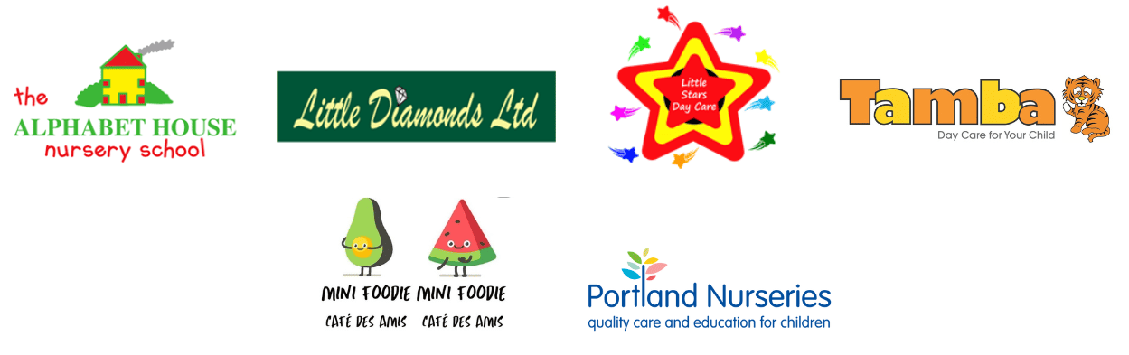 Current Nurseries with Menu Approved Status- Alphabet House Nurseries, Little Diamonds LTD, Little Star's Nursery, Tamba Nursery, Minnie Foodies, Portland Nurseries